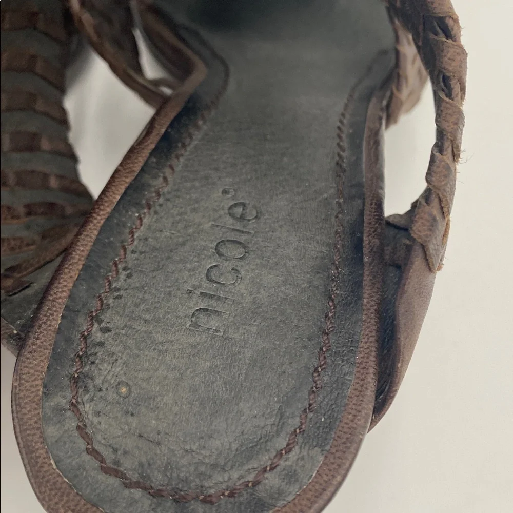 Nicole Brown Strappy Women's Sandals women 8M boho casual gorth grunge chunky